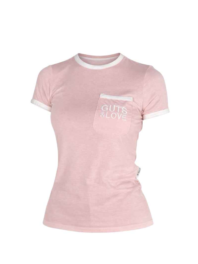 guts and love pocket tshirt dusty pink and ivory