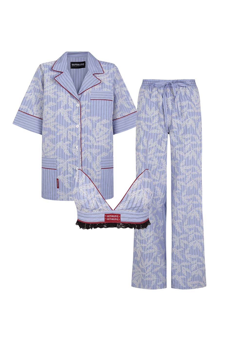 blue bloom pyjama set trio