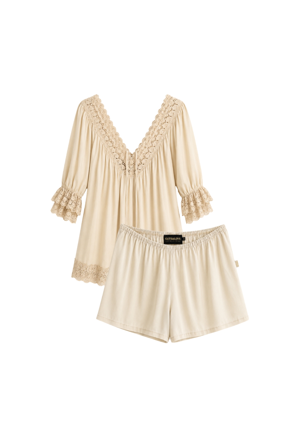 Vestido corto de satén con short a juego